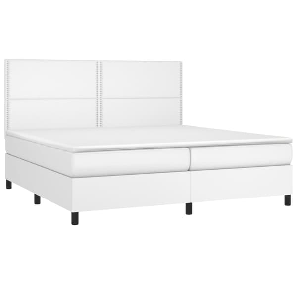 kontinentalseng med madras 200x200 cm kunstlæder hvid