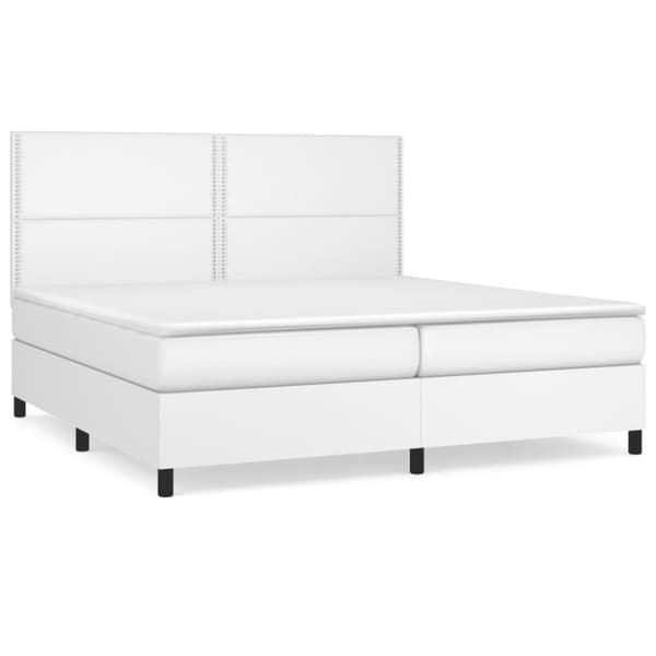 kontinentalseng med madras 200x200 cm kunstlæder hvid