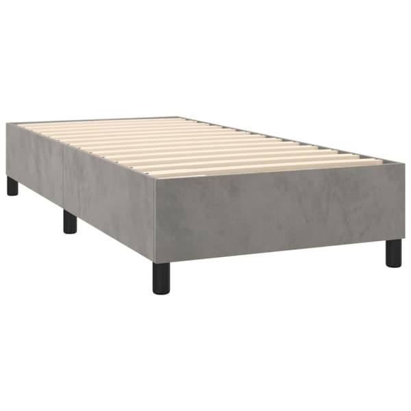 Ramsäng med madrass ljusgrå 90x200 cm sammet
