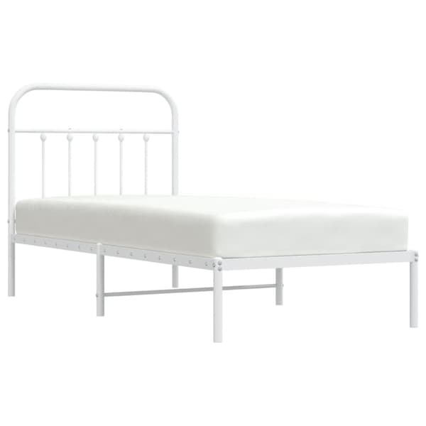 sengeramme med sengegavl 90x200 cm metal hvid