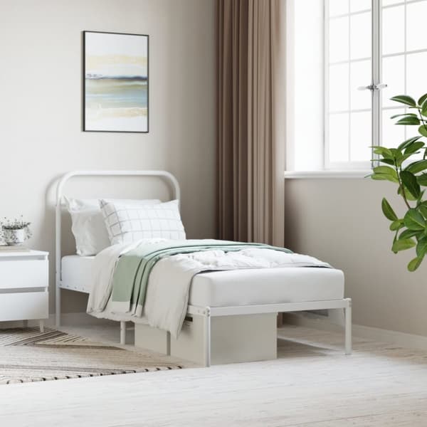 sengeramme med sengegavl 90x200 cm metal hvid