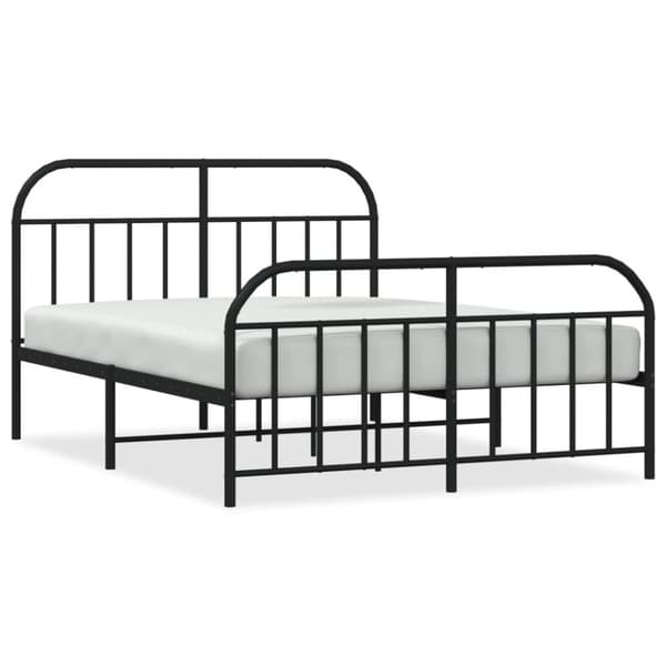 sengeramme med sengegavl og fodgærde 140x190 cm metal sort