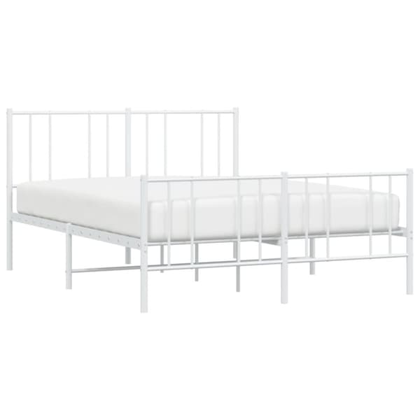 sengeramme med sengegavl og fodgærde 120x200 cm metal hvid