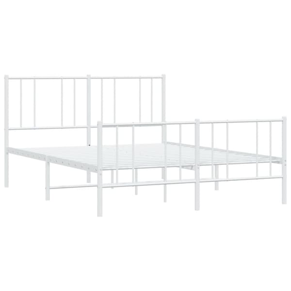 sengeramme med sengegavl og fodgærde 120x200 cm metal hvid