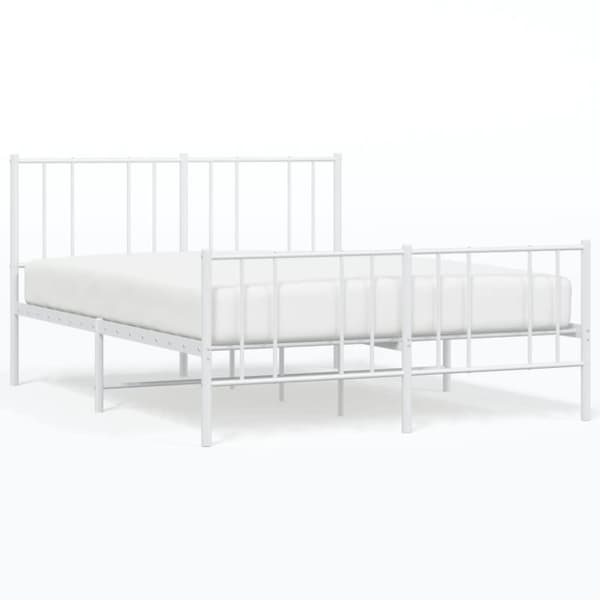 sengeramme med sengegavl og fodgærde 120x200 cm metal hvid
