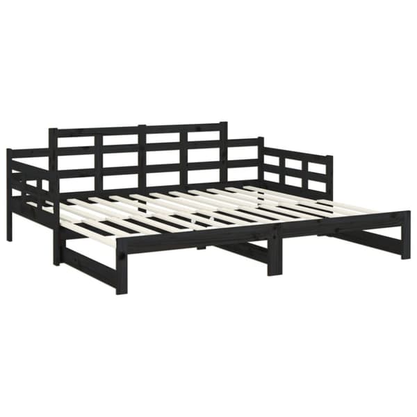 Bäddsoffa svart massiv furu 2x(90x200) cm