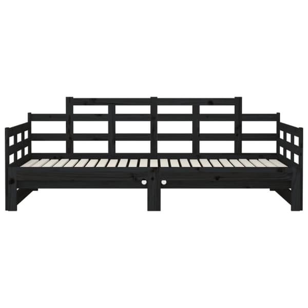 Bäddsoffa svart massiv furu 2x(90x200) cm
