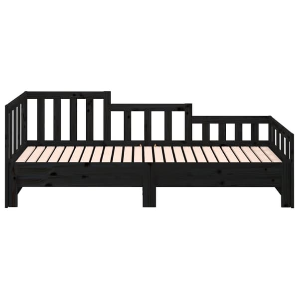 daybed med udtræk 2x(90x190) cm massivt fyrretræ sort