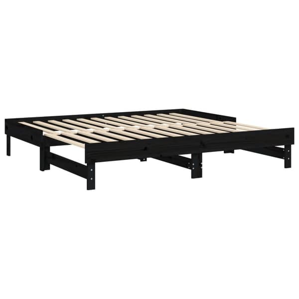 daybed med udtræk 2x(90x190) cm massivt fyrretræ sort