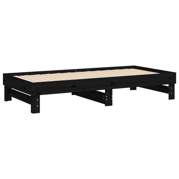 daybed med udtræk 2x(90x190) cm massivt fyrretræ sort