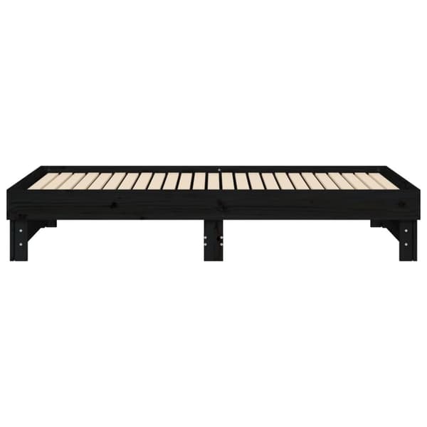 daybed med udtræk 2x(90x190) cm massivt fyrretræ sort