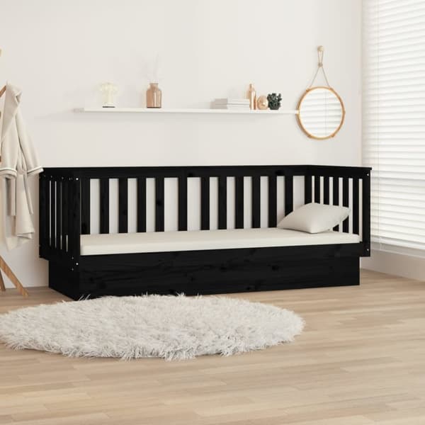 daybed 90x190 cm massivt fyrretræ sort