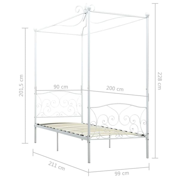 Himmelsäng vit metall 90x200 cm