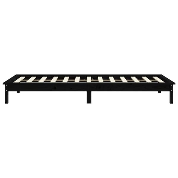 Sängynrunko musta 90x200 cm täysi mänty