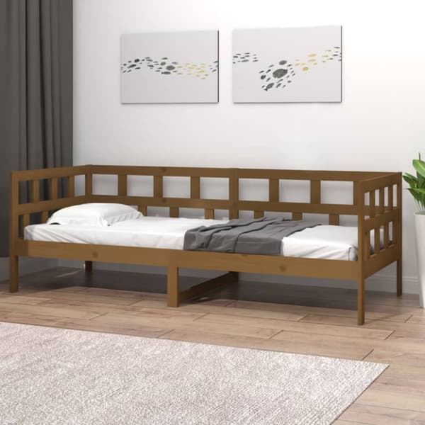 daybed 80x200 cm massivt fyrretræ gyldenbrun