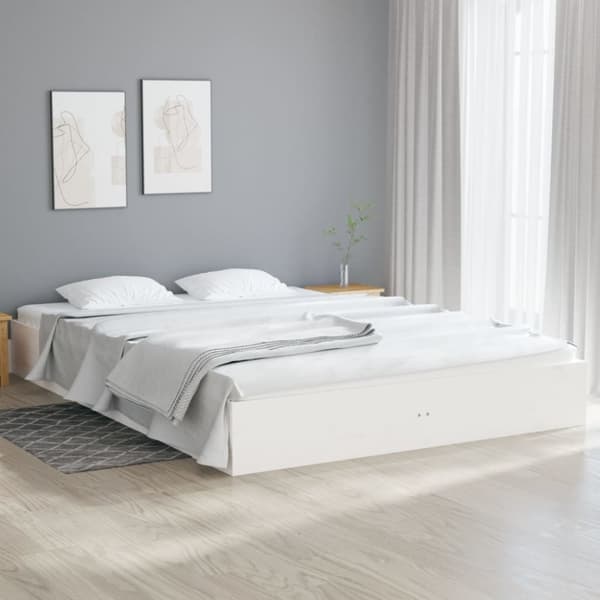 sengeramme 200x200 cm massivt træ hvid