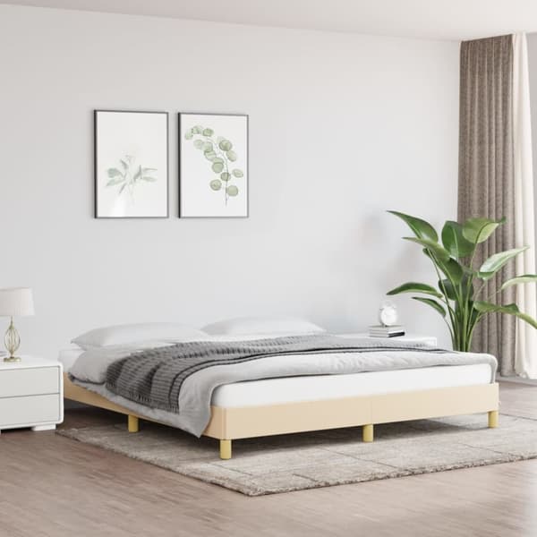 sengeramme uden madras 180x200 cm stof cremefarvet