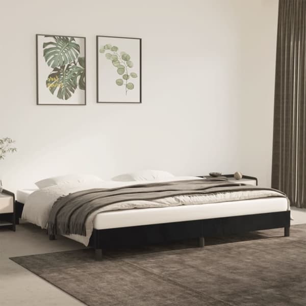 sengeramme 200x200 cm fløjl sort