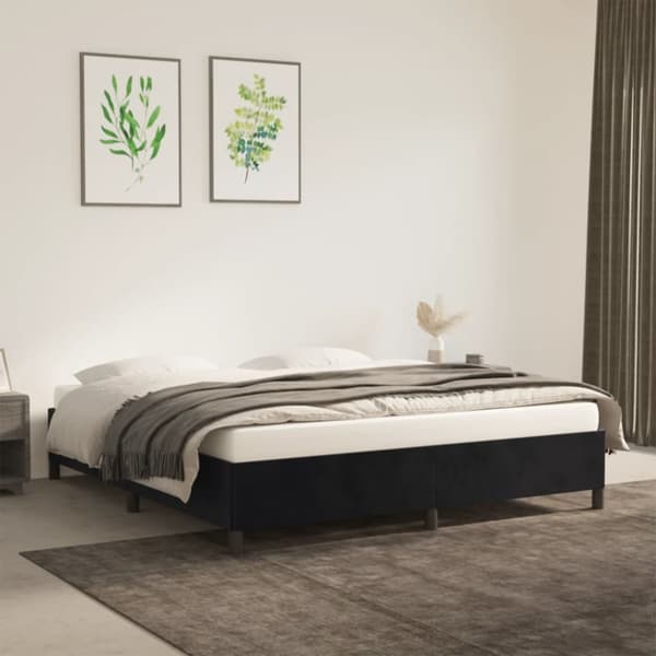 sengeramme 160x200 cm fløjl sort