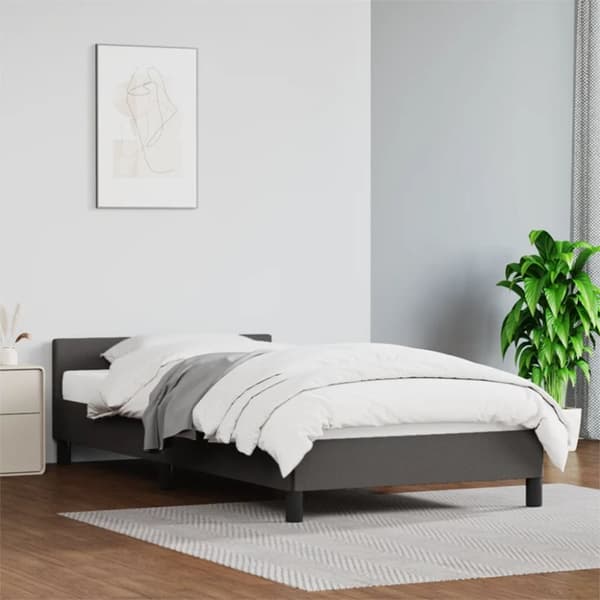 Sängram med huvudgavel grå 80x200 cm konstläder