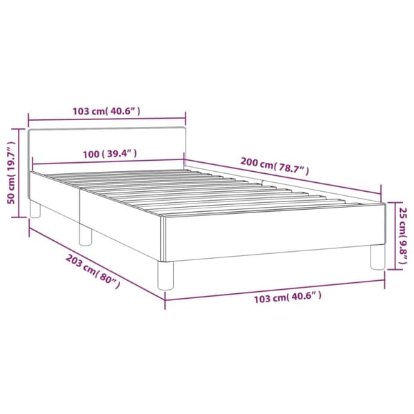 sengeramme med sengegavl 100x200 cm stof sort