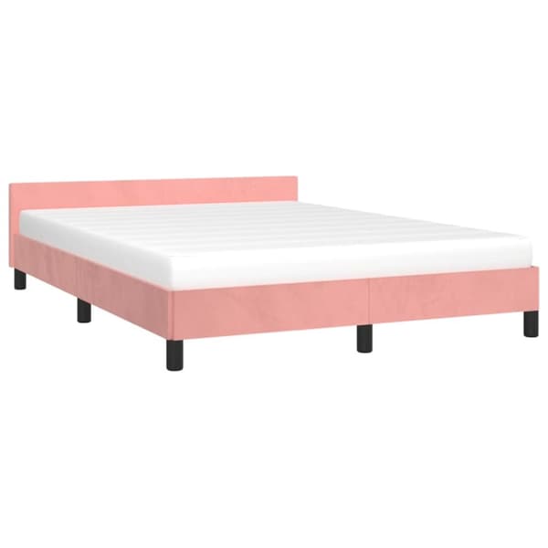 sengeramme med sengegavl 140x200 cm fløjl pink