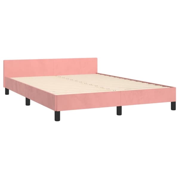 sengeramme med sengegavl 140x200 cm fløjl pink