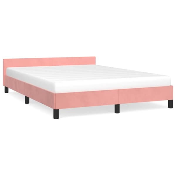 sengeramme med sengegavl 140x200 cm fløjl pink