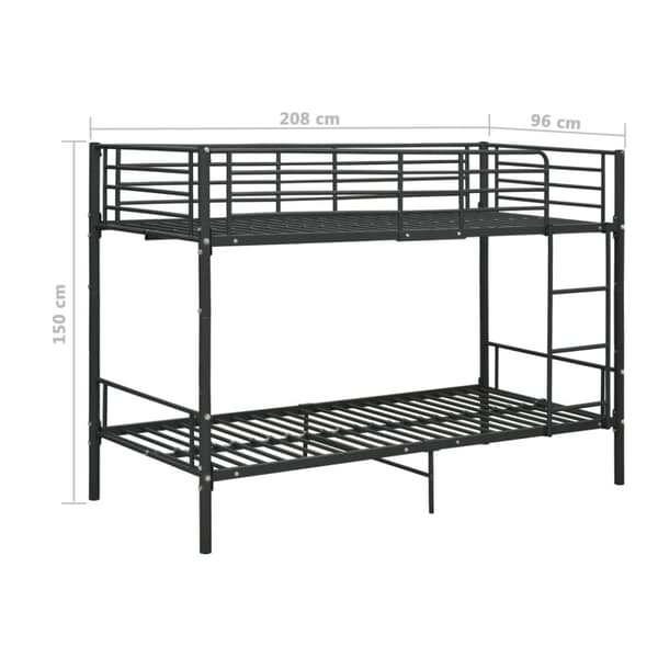 køjeseng 90x200 cm metal sort