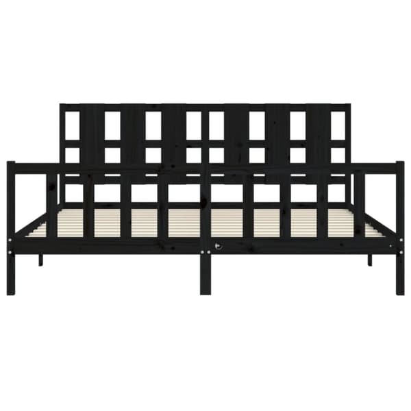 sengeramme med sengegavl 200x200 cm massivt træ sort