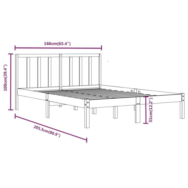 sengeramme 160x200 cm massivt fyrretræ hvid