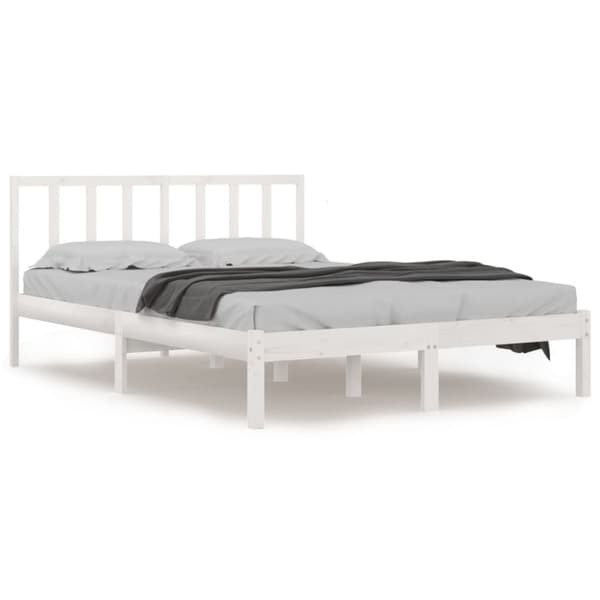 sengeramme 160x200 cm massivt fyrretræ hvid