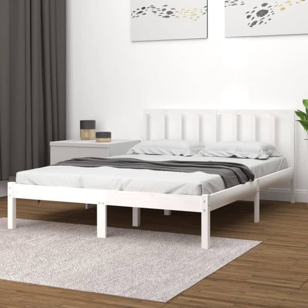 sengeramme 160x200 cm massivt fyrretræ hvid