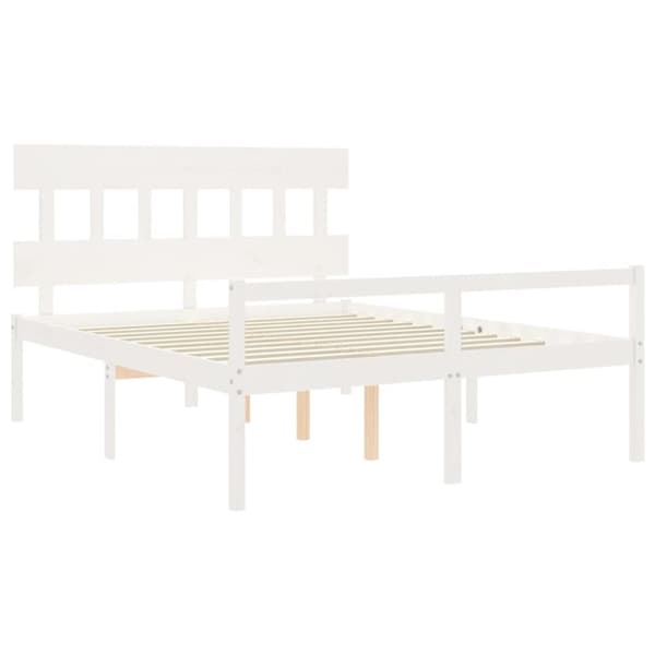 seniorseng med sengegavl 160x200 cm massivt træ hvid