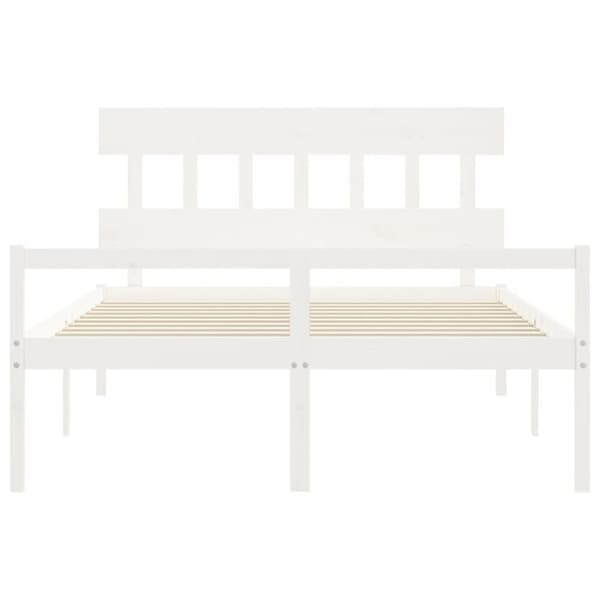 seniorseng med sengegavl 160x200 cm massivt træ hvid