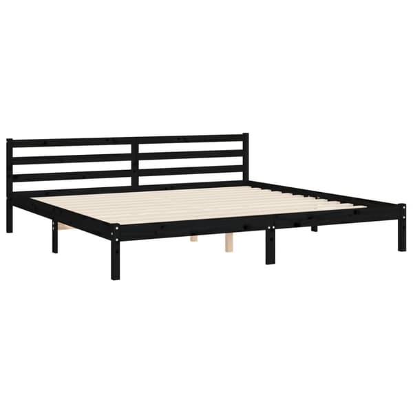 sengeramme med sengegavl 200x200 cm massivt træ sort