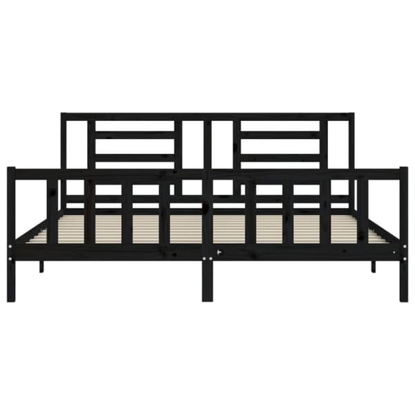 Sängynrunko päädyllä musta 200x200 cm täysi puu