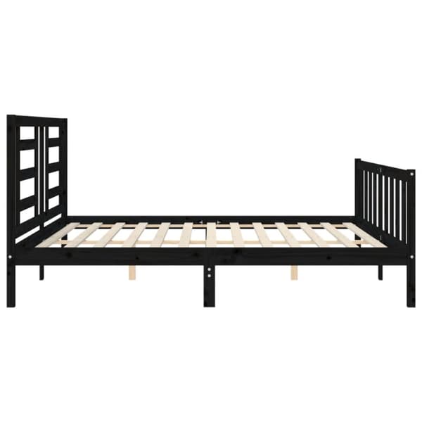 Sängynrunko päädyllä musta 200x200 cm täysi puu