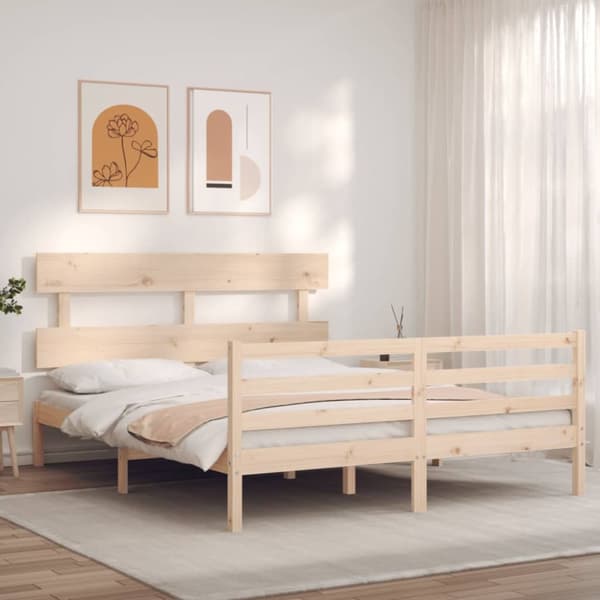 sengeramme med sengegavl 160x200 cm massivt træ