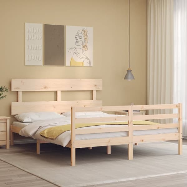 sengeramme med sengegavl 160x200 cm massivt træ