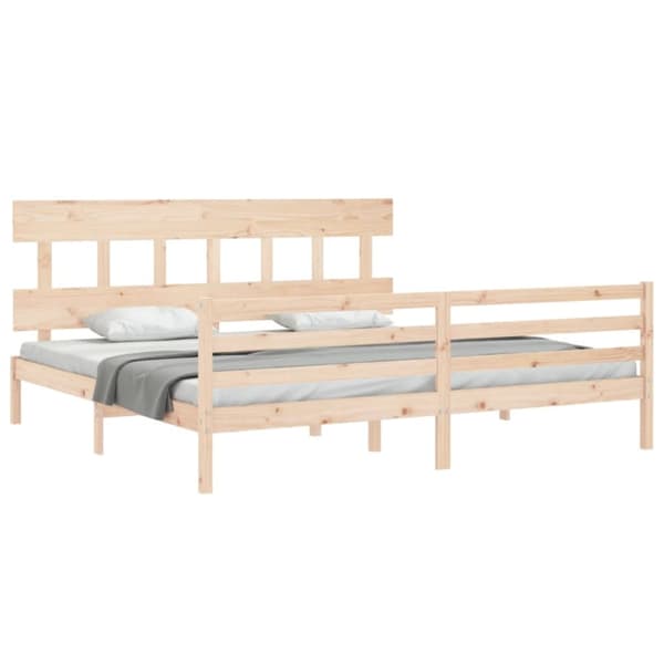 sengeramme med sengegavl 200x200 cm massivt træ