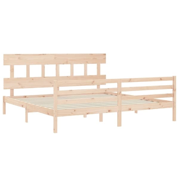 sengeramme med sengegavl 200x200 cm massivt træ