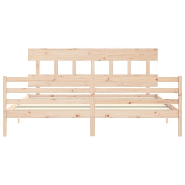sengeramme med sengegavl 200x200 cm massivt træ