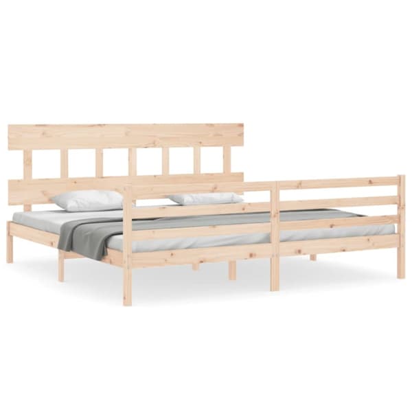 sengeramme med sengegavl 200x200 cm massivt træ