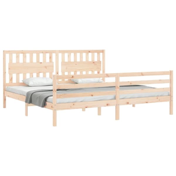 sengeramme med sengegavl 200x200 cm massivt træ