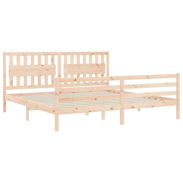 sengeramme med sengegavl 200x200 cm massivt træ