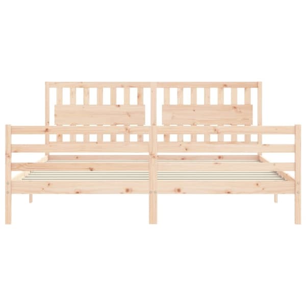 sengeramme med sengegavl 200x200 cm massivt træ