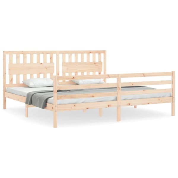 sengeramme med sengegavl 200x200 cm massivt træ