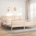 Miniatyrbillede 1 af 10: sengeramme med sengegavl 200x200 cm massivt træ