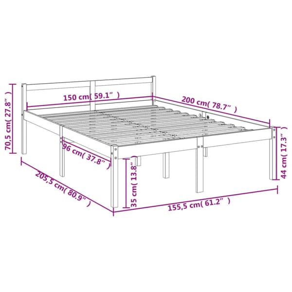 seniorseng 150x200 cm kingsize massivt fyrretræ